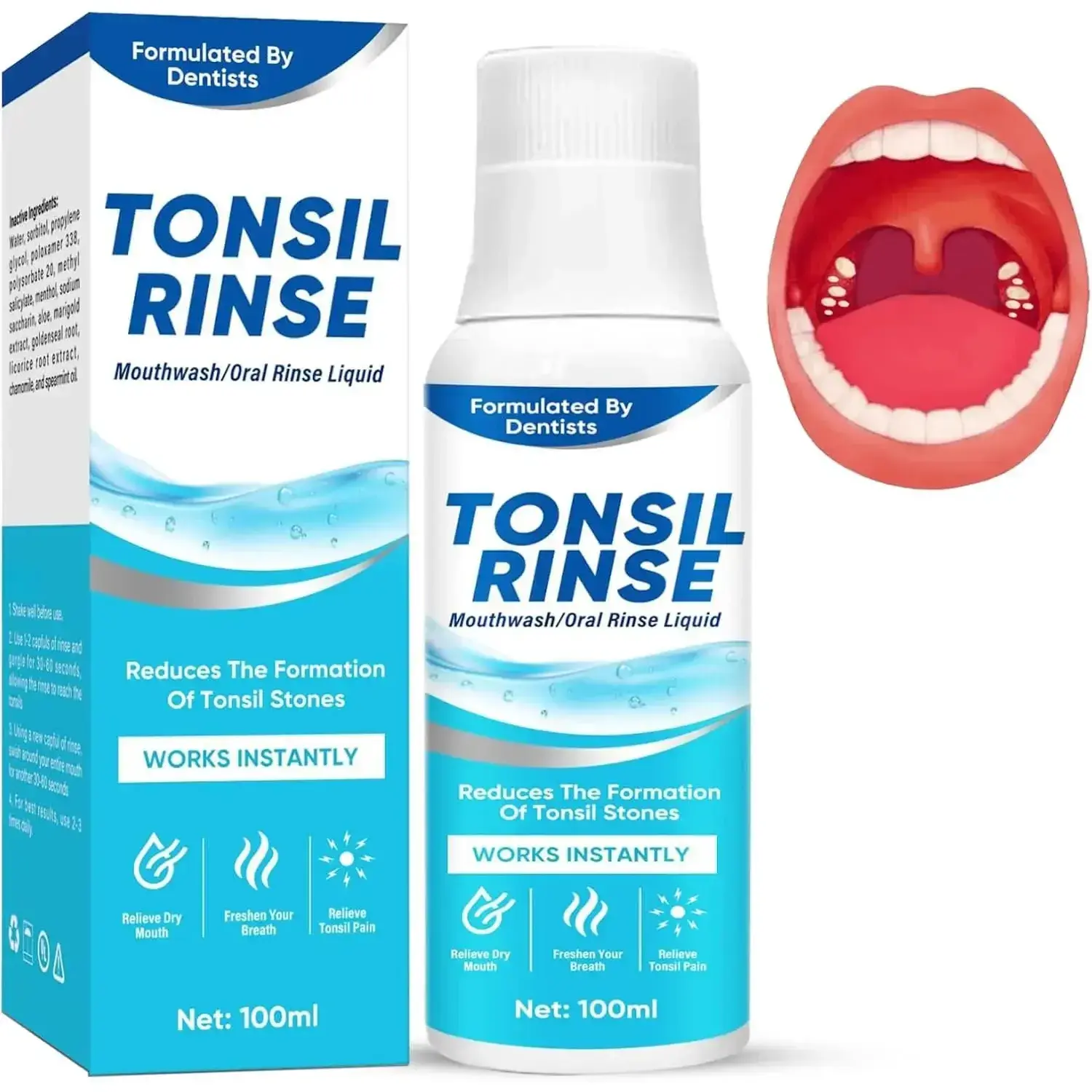 Mouthwash for Tonsil Stone Removal, Natural Alcohol-Free Oral Rinse for Bad Breath, Dry Mouth, and Complete Oral Care, Beauty Products, Adults