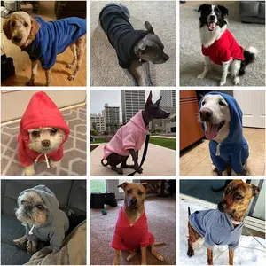 Dog Hoodie for Large Medium Small Dogs,Soft and Warm Pet Sweater with Leash Hole and Pocket Boy Girl,Puppy Fall Winter Jacket Clothes,French Pitbull Cold Weather Coat Sweatshirt,Blue SM
