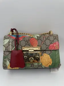 Pre-owned GUCCI LEATHER Shoulder Bags FLOWER GG PADLOCK SHOULDER BAG