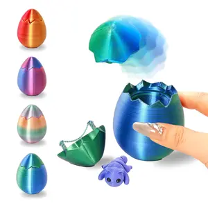 3D Printed Easter Egg, 1 Count Creative Colorful Egg with Animal Design Decoration Ornament, Press Automatic Opening Surprise Gift Egg