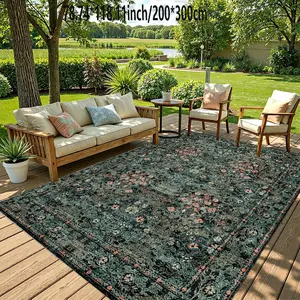 Retro Bohemian Style Area Rug, Machine Washable Home Decor, Sofa Table Pad, Bedside Mat, Dining Table Mat, Kitchen, Study, Entrance Rug