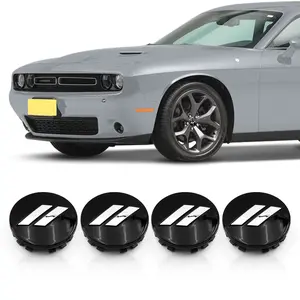 4PCS 2.5" Glossy Black Chrome Strip Wheel Center Caps Decoration For Charger Challenger 2017-2022 ( 20" Wheels ) Rim Exterior Decoration