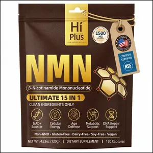 HiPlus NMN Complex Nutritional Supplement - 1500mg Per Serving, 15-1 Formula with 500mg NMN, Vitamin C, TMG, CoQ10 Antioxidant Support