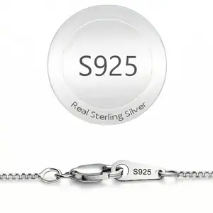 S925 Sterling Silver Box Chain Necklace for Women, Hypoallergenic, Lead-Free & Nickel-Free, 0.9mm Delicate Clavicle Chain, Multiple Sizes from 16 to 24 Inches Available with Lobster Clasp, Minimalist Style for Stacking and Matching, Ideal for Daily Commut