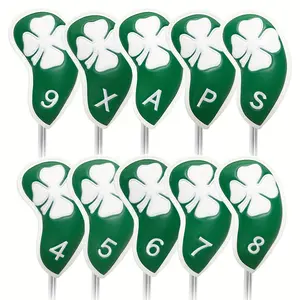Lucky Clover Design Golf Iron Head Cover, Waterproof Golf Club Protective Cover, Golf Accessories for Men & Women