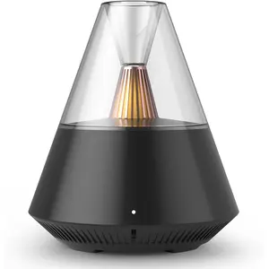 Essential Oil Diffuser, Modern Style Aroma Diffusers with Candle Light Remote Control, USB Powered 150ml Ultrasonic Cool Mist Aromatherapy for Home Room Office Bedroom, Automatic Off, Black