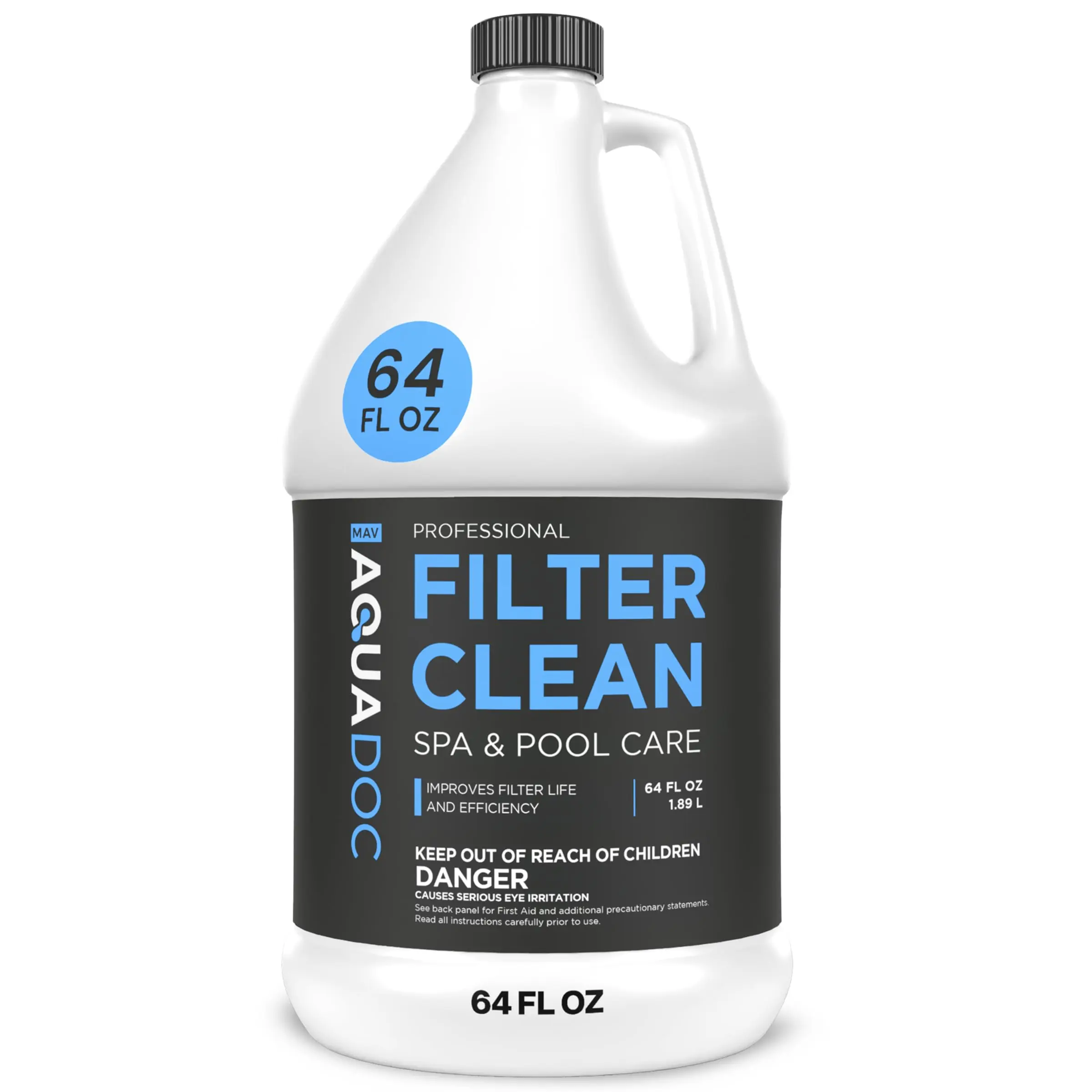 AquaDoc 64 fl oz (1.89 l) Spa/Pool Cleaner - Fast-Acting Soak Method Solution for Cartridge Filters, Diatomaceous Earth Filters, Boosts Efficiency, High-Quality Materials, Made in USA