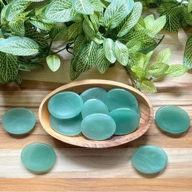 3pcs Natural Green Aventurine Worry Stone, Anti-Anxiety Palm Stone, Healing Crystal Fidget Stone Chakra Worry Stones Wellness Gift