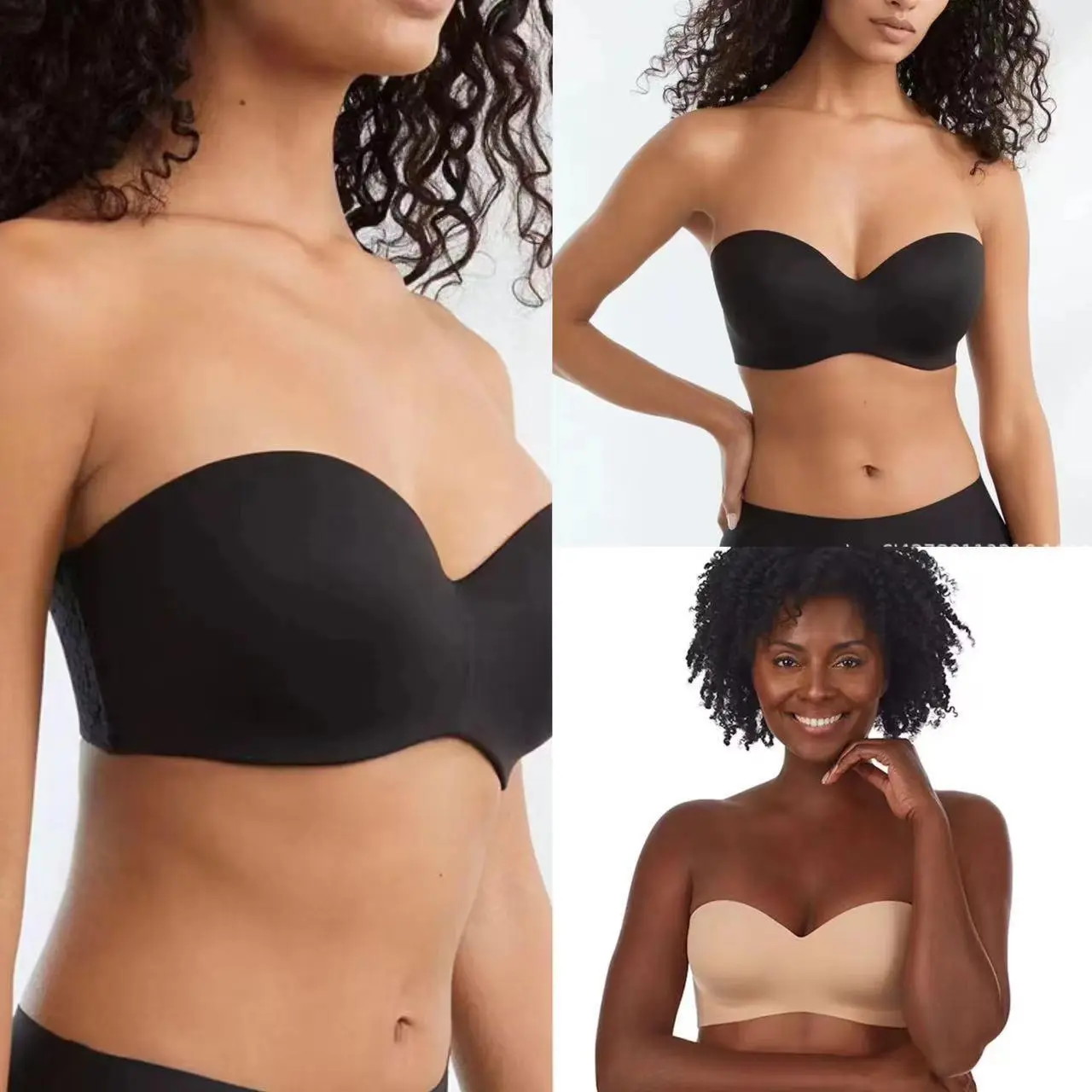 Women's Strapless Wireless Push Up Padded Backless Plus Size Full Coverage Smooth Invisible Minimizer Bra - Rayon Undergarment with Mold Cup, Machine Washable for Big Bust Sports & Outdoor Activities