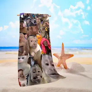 Funny Monkey Emoji Beach Towel, High Absorbent Quick Dry Soft Sand Towel, Summer Outdoor Travel Towel for Boat Deck Vacation Pool Bathroom