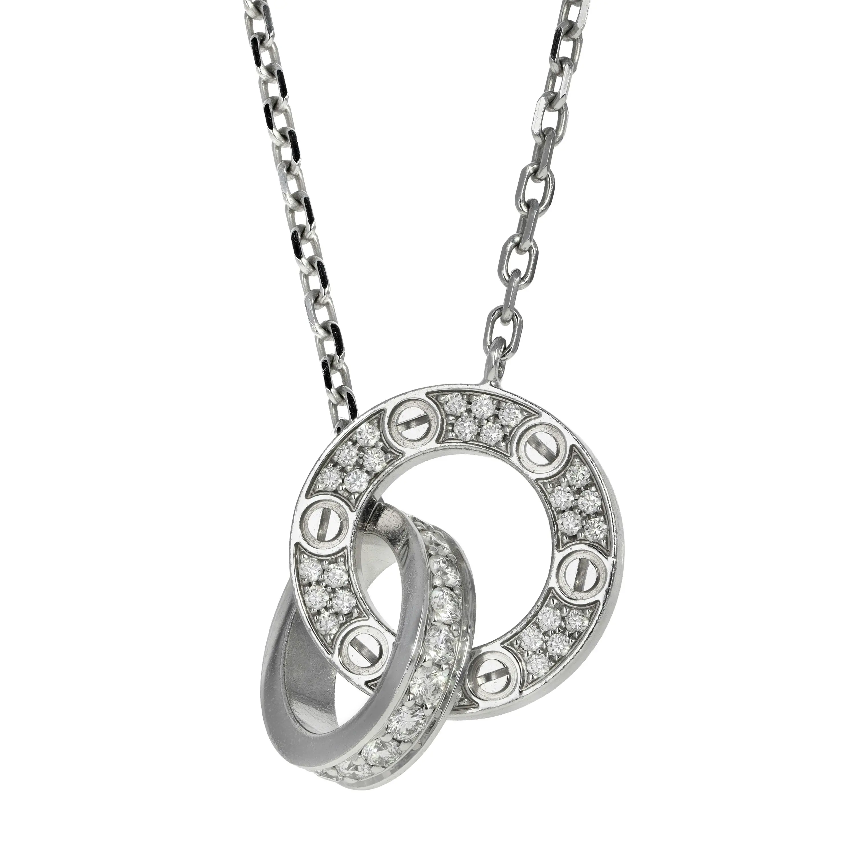 Pre-owned Cartier Pave Diamond Love Pendant