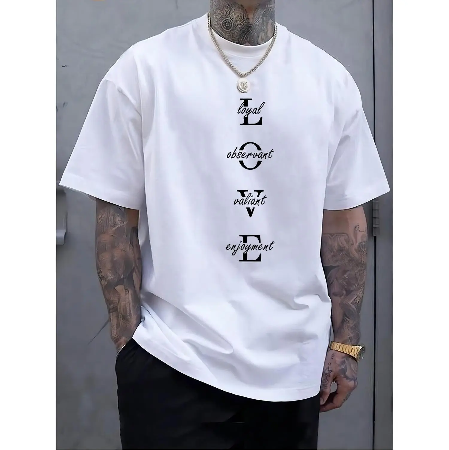 Retro Men's Regular-Fit Sports T-Shirt, Geometric Lettering Design, Comfortable Casual Summer Wear