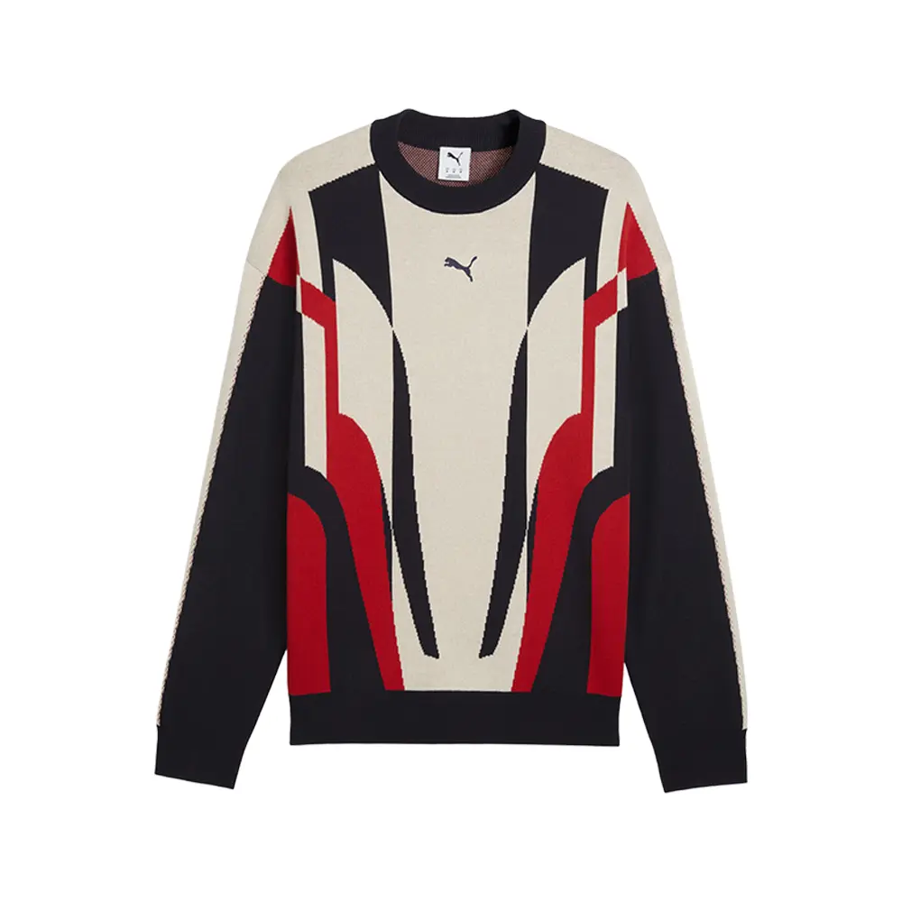 PUMA Mens T7 Relaxed Knitted Sweater Casual - Blue PUMA Mens T7 Relaxed Knitted Sweater Casual - Blue