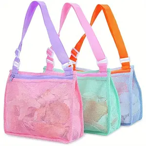 Beach Toy Mesh Beach Bag Kids Shell Collecting Bag Beach Sand Toy Seashell Bag