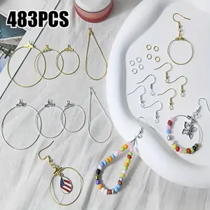 Earring Making Kit with 483PCS Beading Hoop Earring Finding Component Accessories,Earring Hooks,Jump Rings,Earring Backs for Jewelry Making DIY Craft exquisite all-match woman party jewelry set