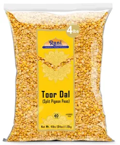 Rani Toor Dal (Split Pigeon Peas) 64oz (4lbs) 1.81kg ~ All Natural | Gluten Friendly | NON-GMO | Kosher | Vegan | Indian Origin