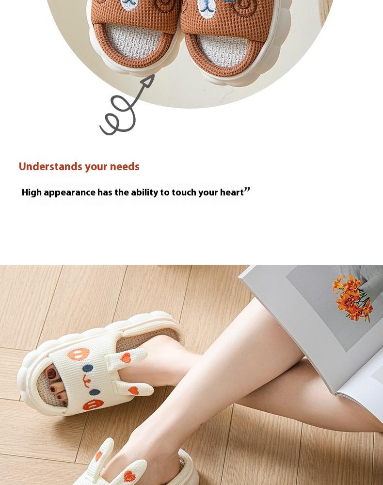 Open Toe Couple Hemp Slippers