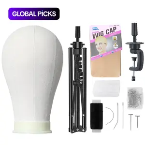 23-Inch Wigs Head Canvas Block Human Model Head, Includes Wig Display Stand, 30x T-Screws, 2x Wig Caps, 1x Vise, 1x Sewing Kit #GLOBAL PICKS
