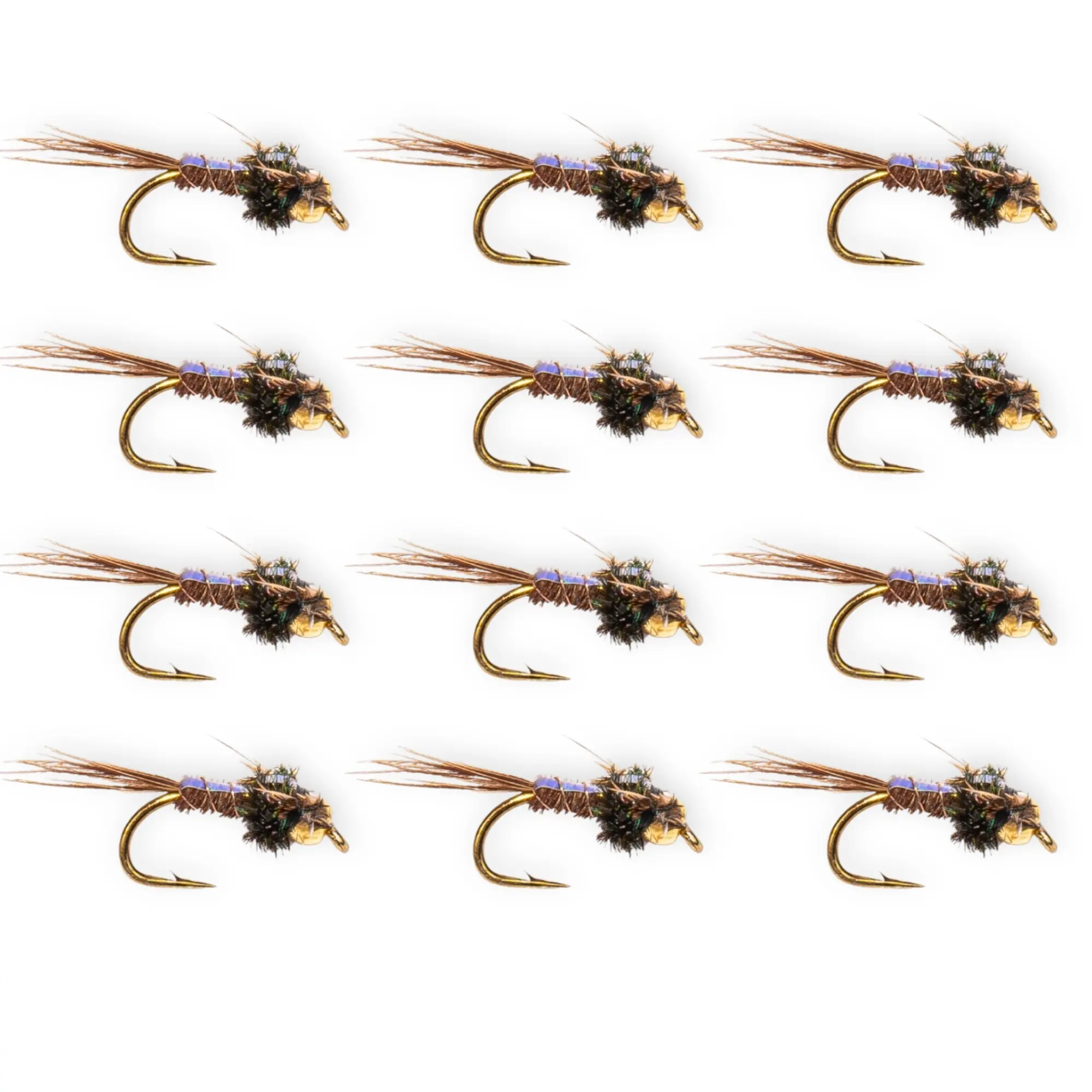 Floating Feather Supply Pheasant Tail Flashback Nymph Fly 12 Pack – Trout Pattern Size 14