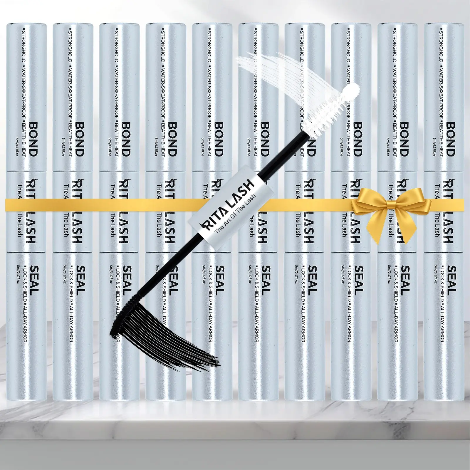 RITALASH 10 PCS Eyelash Bond&Seal Waterproof Eyelash Extension Eyelash Cluster Glue, False Eyelash Adhesive 10ml 2-IN-1 Eyelash Cluster Glue DIY Makeup Cosmetic Eyelash Extension At Home DIY Eyelash Clusters Eyelash Fixer Diy Lash Tools Beauty Tool