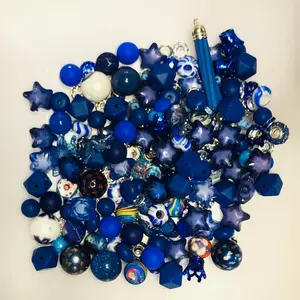 Bead Soup - Blue Jeanie || 3mm+ Large Hole || Bead Mixes || Silicone & Acrylic Mix