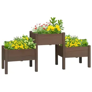 3 Tier Raised Garden Bed with Three Elevated Planter Boxes – 73" x 18" x 32". Sort Plants by Soil Type or Style. Perfect for Vegetables, Herbs & Flowers. Coffee Finish