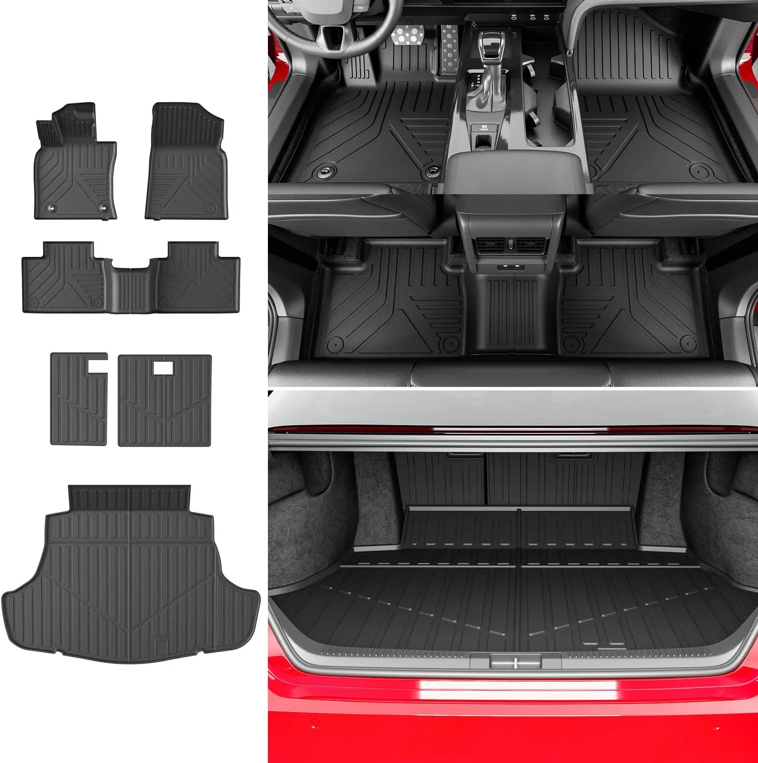 [Fits 25-26 Camry] Floor Mats Compatible with 2025 2026 Toyota Camry Cargo Mat Floor Liner (Includes Hybrid) Cargo Liner TPE Replacement for 2025-2026 Toyota Camry Accessories (Trunk Mat+Backrest Mats+Floor mats)