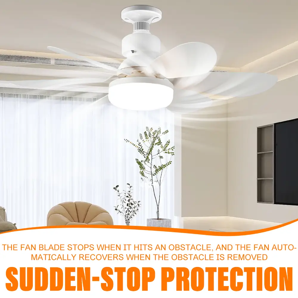 Socket Fan Light with Remote, E27 Base Ceiling Fan Dimmable Light, Suitable for Garage, Bathroom, Bedroom, Kitchen