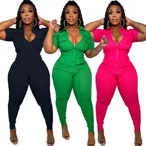 Women's Clothing new women's clothing sexy zipper three dimensional pocket jumpsuit