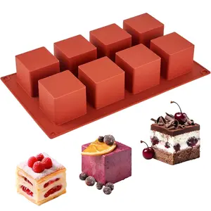 1pc Cube Cake Silicone Mold, 2" x 2" x 2" 3D Square Mousse Cake Baking Mold, French Dessert Molds for Chocolate, Jello, Brownie Bites, Ice Cream Cube, Baking Tools