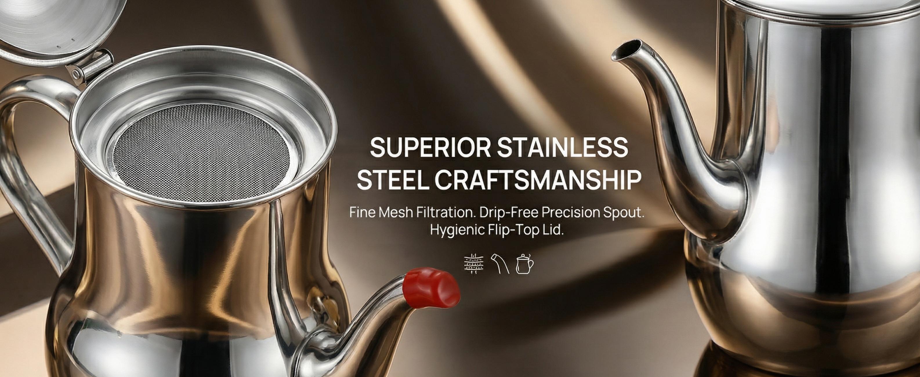 Don't Waste Your Cooking Oil!  304 Stainless Steel Oil Filter Pot | Fine Mesh Strainer for Deep Frying Oil | Reusable & Mess-Free