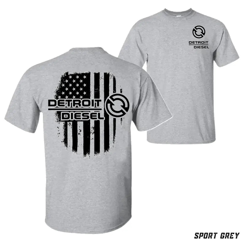 Detroit Diesel America Flag T-Shirt, Vintage Truck Mechanic Graphic Tee, Diesel Engine Streetwear Gift for Men USA Cotton Menswear