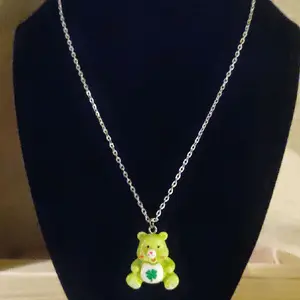Bear Necklace Super Cute Silver 3D Green Good Luck Care Bear Charm for All Ages Playful Charming Accessory Perfect Gift