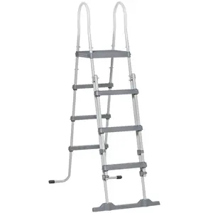 Outsunny 70" Above Ground Swimming Pool Ladder, A-Frame Deck Ladder with Top Platform, Non-slip Steps & Rounded Handrails for 48" Pool Wall Height, Gray