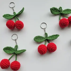 Crochet Cherry Keychain/Cherry Keyring/Cherry Amigurumi/Crochet Keyring/Cherry Bag Charm