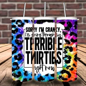 Tie Dye Leopard Print Terrible Thirties Tumbler