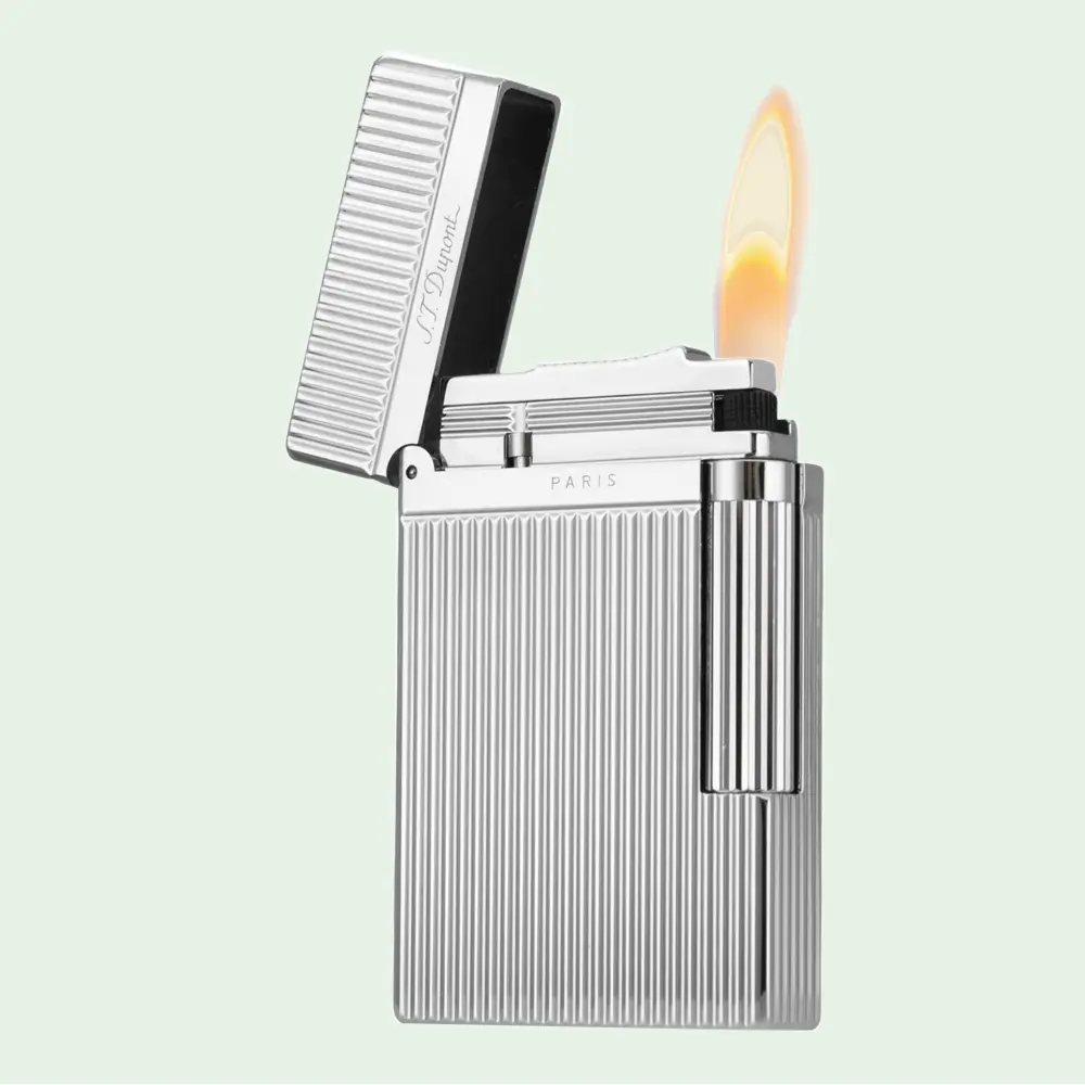 [Classical] DPT Silver Vertical Engraved Guilloche old fashined brass Lighter 140g best gift for him