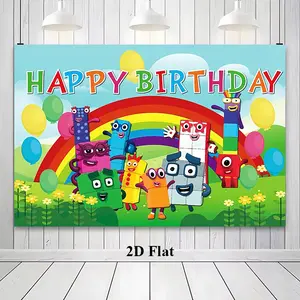 Vibrant Rainbow Numberblocks Birthday Banner, Decorative Banner, Party Decorations Banners, Celebration Party Photography Backdrop, Wall Art Decoration, Outdoor & Indoor Use
