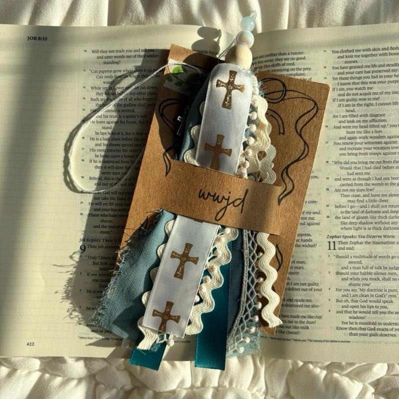 Handcrafted Bible Tassel Elegant Faith Bookmark with Colorful Tassels and Lace Detail for Religious Gifts Charm Handmade Cross