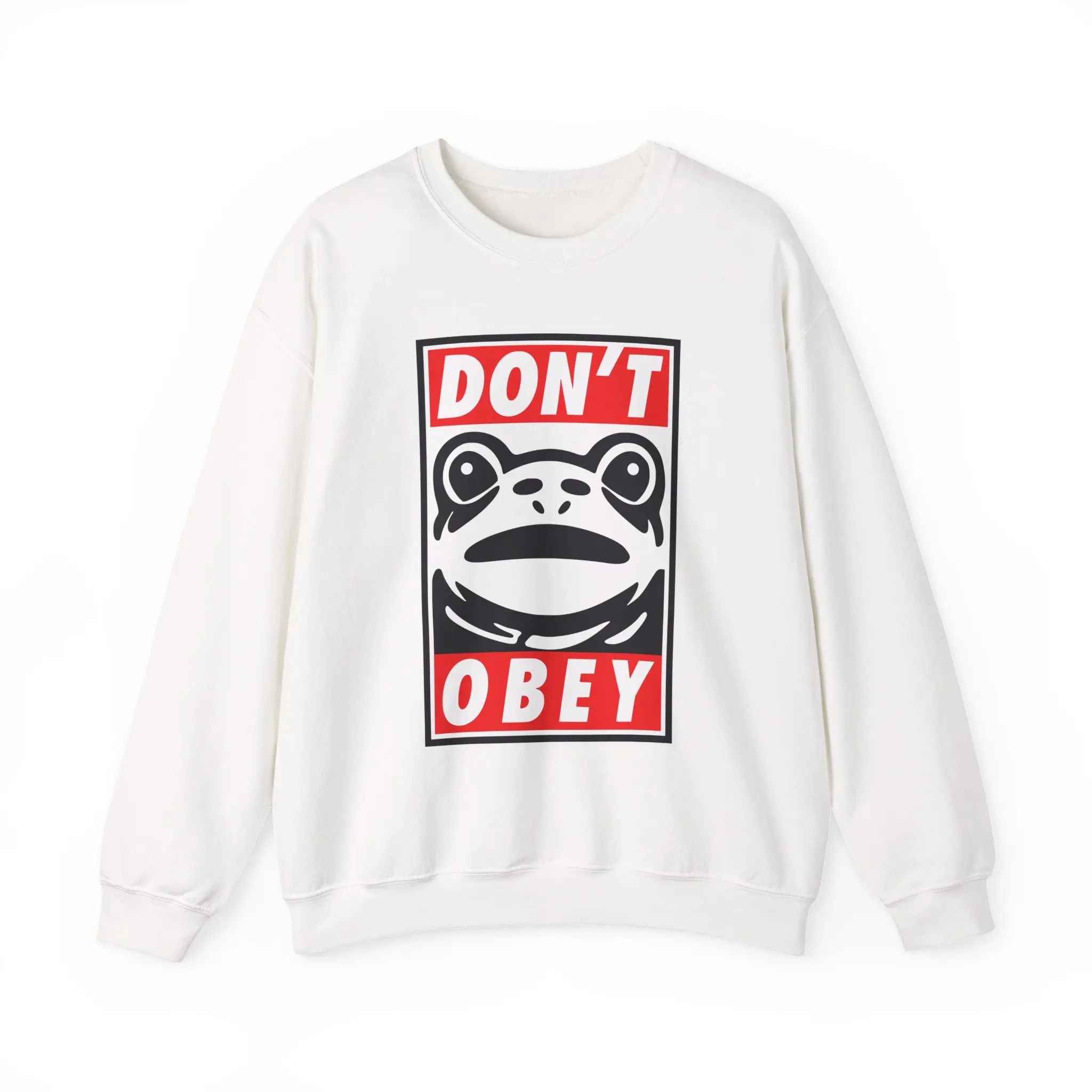 Frog Sweatshirt, Portland Protest Design, Unisex Jumper, Don't Obey Print Apparel, Graphic Crewneck Pullover, Activist Clothing