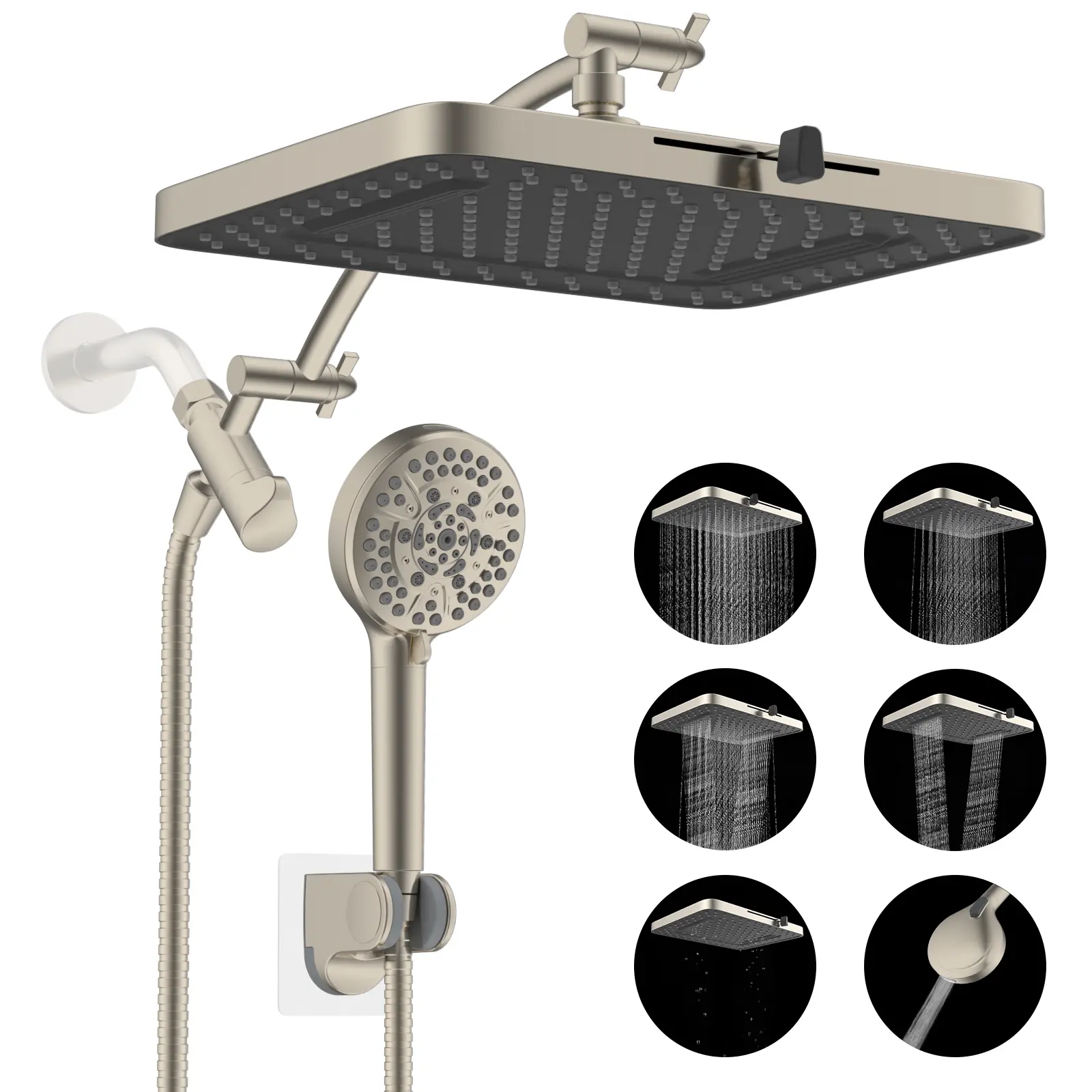 Brushed Nickel - 5-spray 13'' Shower Head 