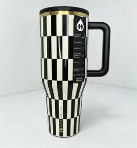 HydroJug Black & White Checkered 40oz - Stay Cold All Day | Leakproof Straw Tumbler for Gym, Travel & Commute Leakproof Flip Straw Insulated Cup with Handle Drinkware Flasks Mug Bottles Water Bottles Bottled Portable