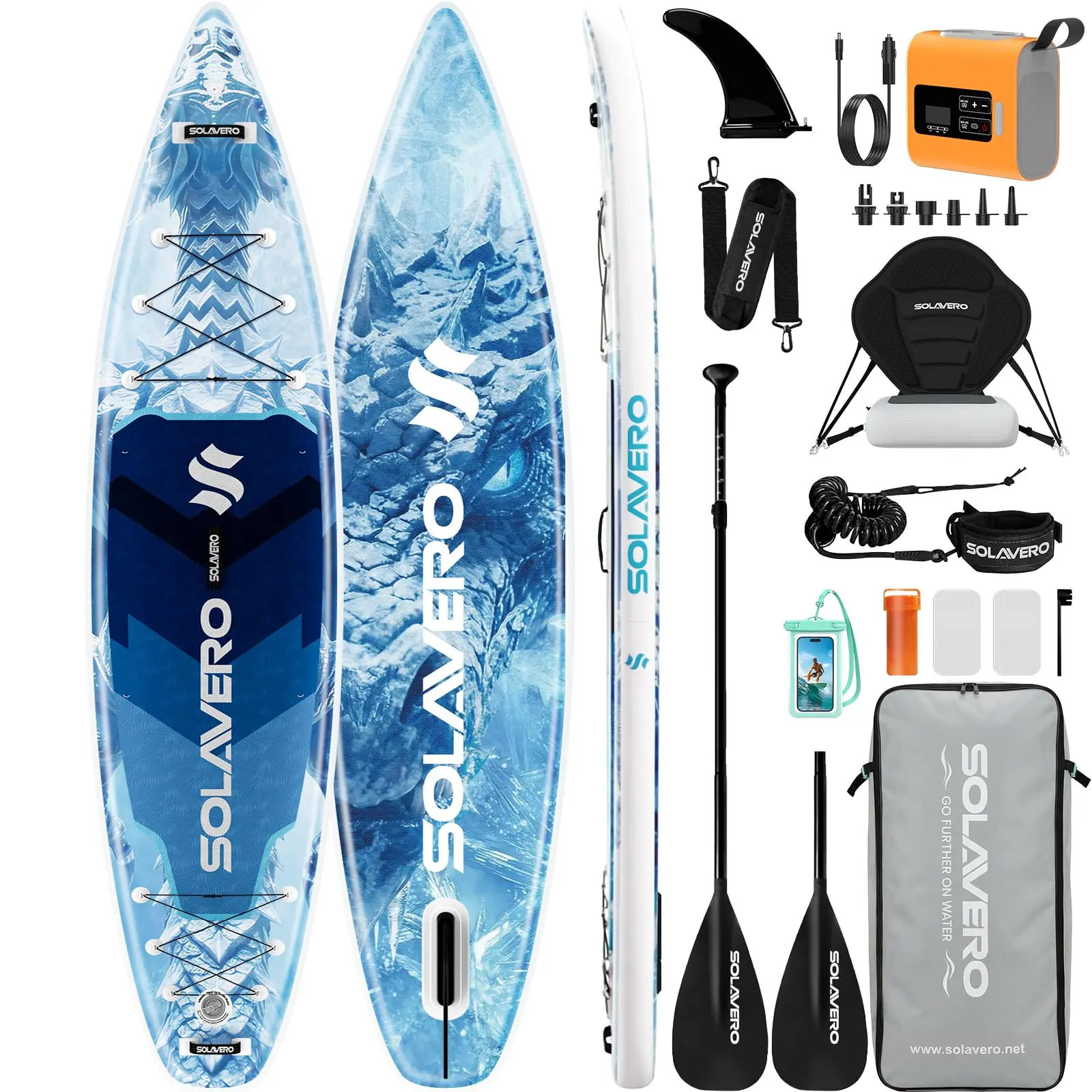 Inflatable Stand Up Paddle Board (12'5"×33"), Extra Large SUP with Seat, Premium Accessories, Anti-Slip EVA Foam Deck, 600lb Capacity for Adults, 210D Polyester Build with Camera Mount & Bungee Cords for Ocean Use, Lake
