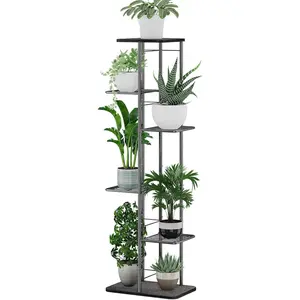 Simple Trending Plant Stand Shelf Indoor Outdoor Waterproof, 6 Tier 7 Potted Heavy Duty Metal Tall Flower Holder for Multiple Corner Display