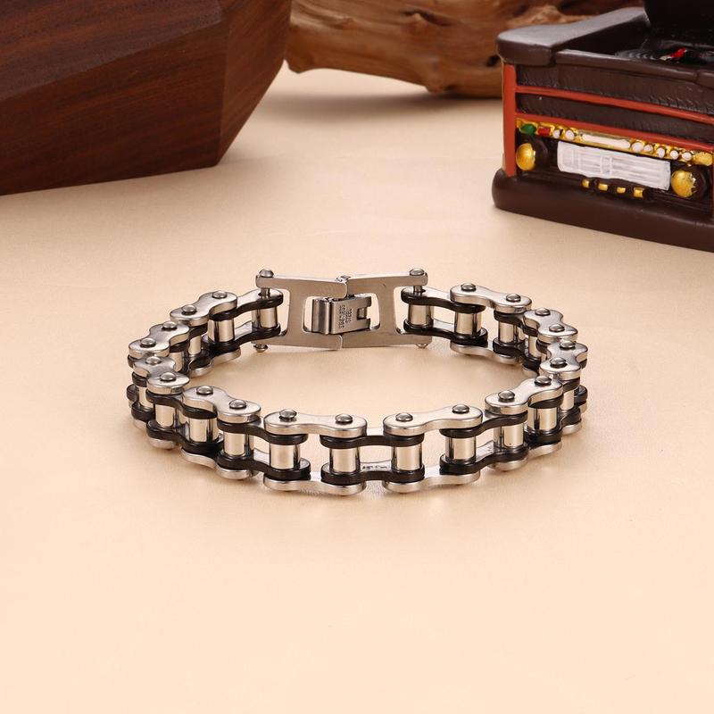 Drperfect Mens Bracelet Stainless Steel Motorcycle Bike Chain Bracelets 8.4 Inch