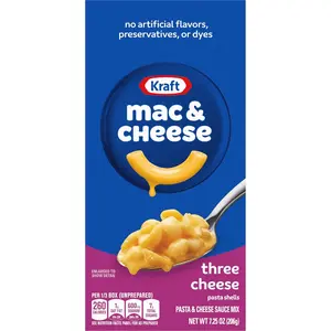 Kraft Three Cheese Macaroni and Cheese Dinner, 7.25 oz Box Pasta Artificial Cheesy Flavor