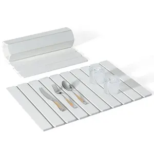 Large Stone Dish Drying Mat - 24" × 16" for Kitchen Counter, Super Absorbent, Heat Resistant Dish Drying Mats, Eco-Friendly Diatomaceous Earth Stone Rack Tableware Mat ( White Marble) Coasters Stainless Steel Kitchenware