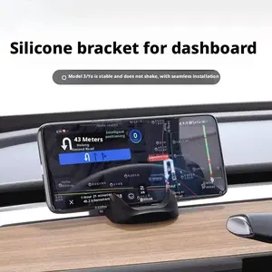 Tesla Liquid Silicone Phone Car Mount – Compatible with Model 3/Model Y, Dashboard Navigation Holder, Car Accessories