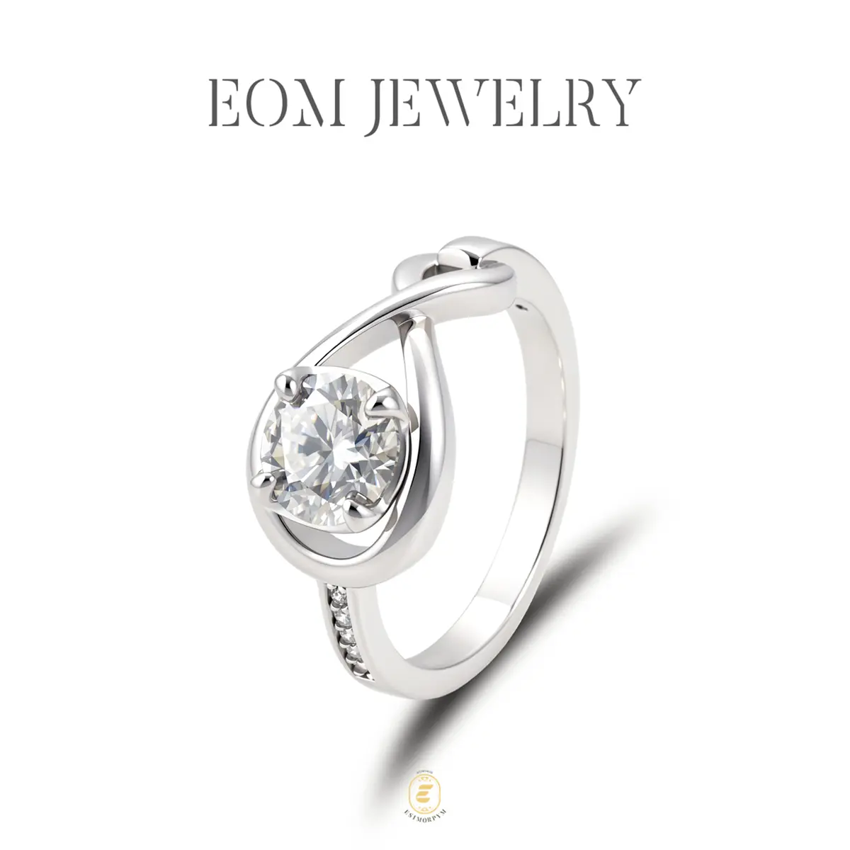 Moissanite 1ct Eternal Embrace Entwined Ring Silver-Plated Wedding Engagement Anniversary Valentine's Day Romantic Gift Daily Wear
