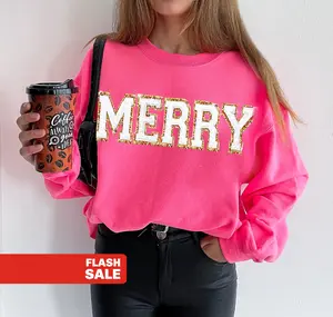 Chenille Patch Christmas Sweatshirt Christmas Shirts Merry Christmas Crewneck e Winter Sweater Shirt, T-shirt, Sweatshirt, Hoodie, Free Shipping